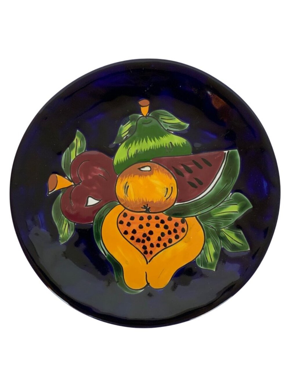 Hand-Painted Talavera Ceramic Platter With Colorful Fruit Design Made In Mexico